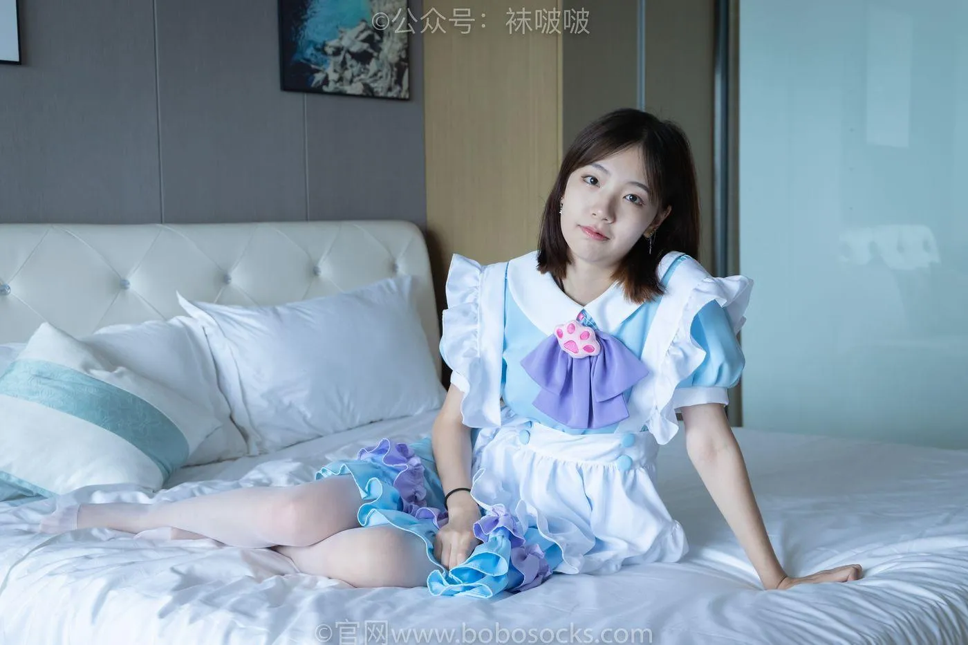 [BoBoSocks袜啵啵]NO.066 小甜豆-女仆装、高跟鞋、薄白丝 [134P]插图5